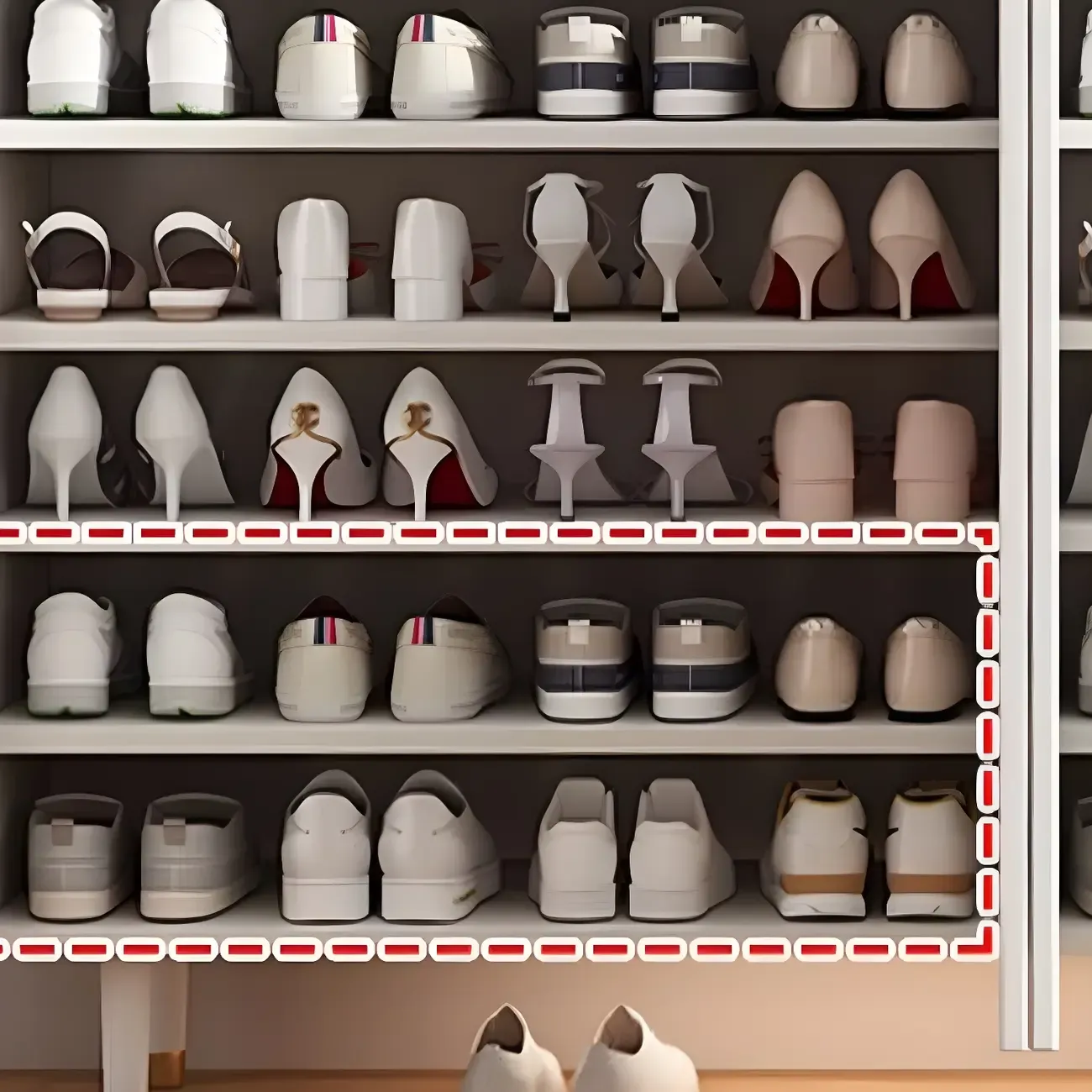 Green Wood Shoe Cabinet with Adjustable Shelves