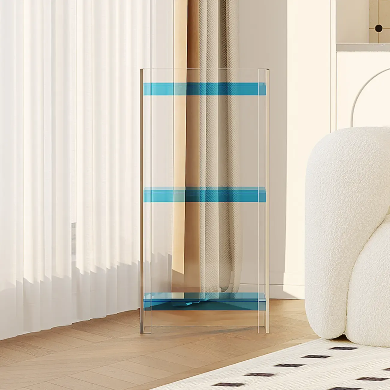 Minimalism Clear Acrylic 4-Tier Vertical Narrow Bookcase