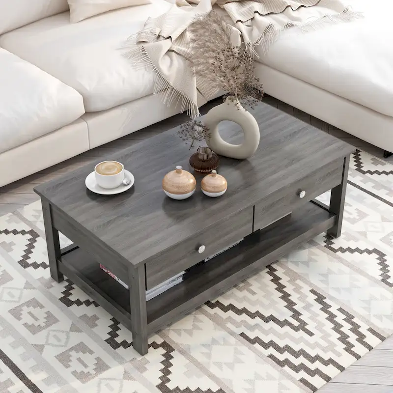 Aranda Rustic Grey 43-inch Wood 1-Shelf Coffee Table by Furniture of America