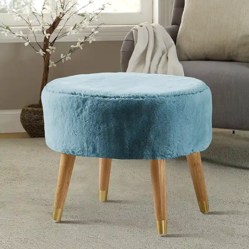 Serenta Heavy FauxFur Oval Ottoman