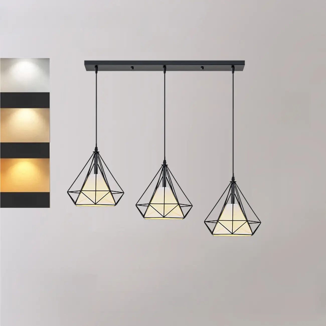 Modern Ferruginous 3-Light Metal Geometric Kitchen Pendant