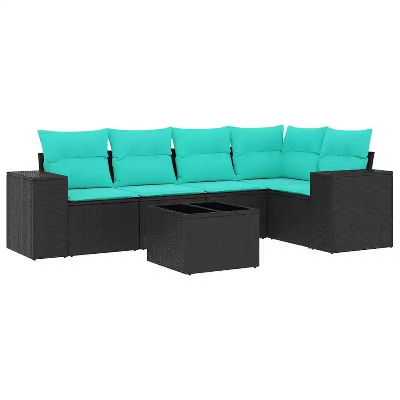 vidaXL Outdoor Sofa Set Solid Acacia Wood and Polyester Natural