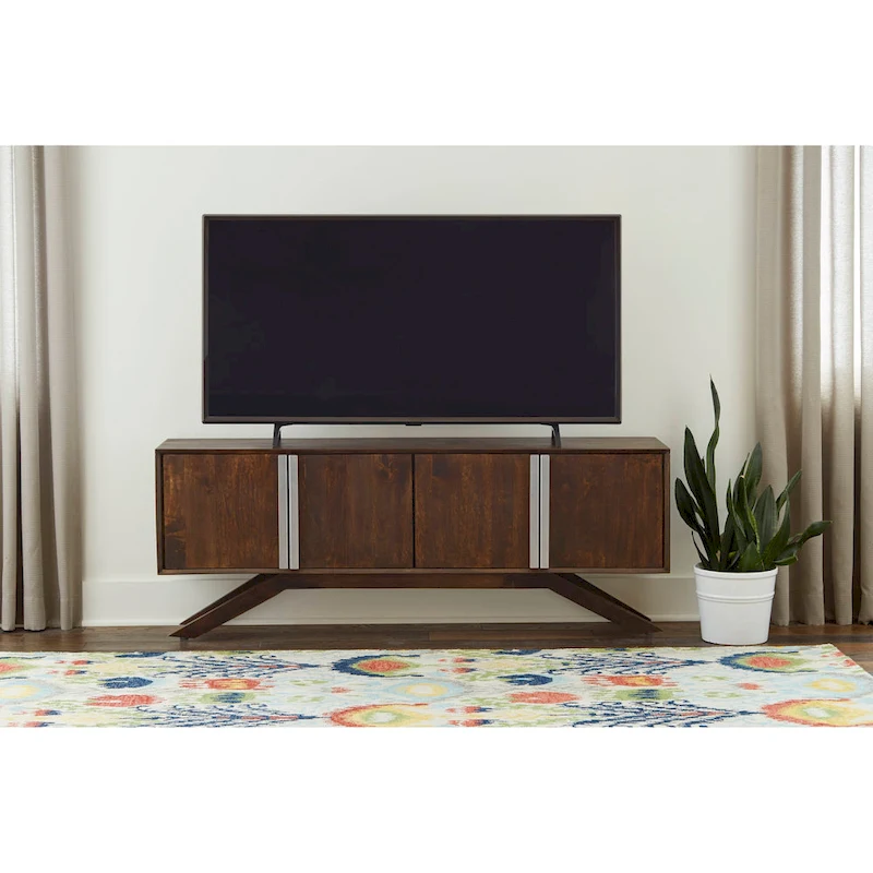 Modena Mid-Century Modern 59 Wide Solid Wood Walnut TV Stand