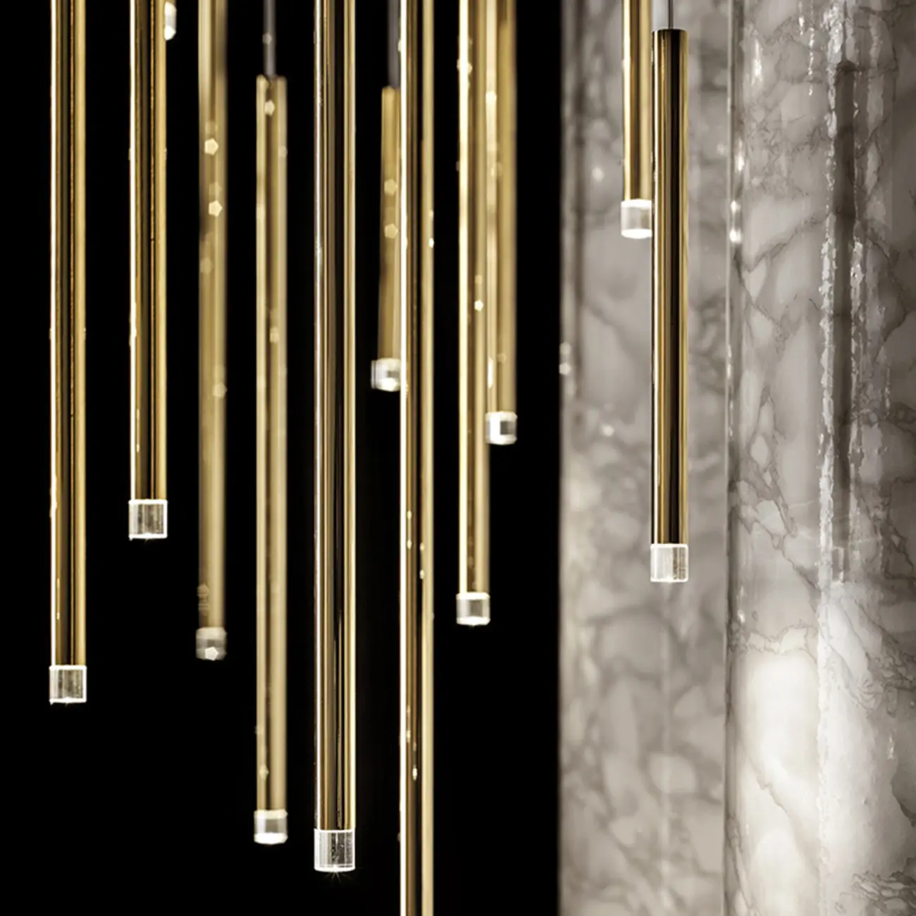 Modern Slim Gold Cylinder LED Dining Pendant Light