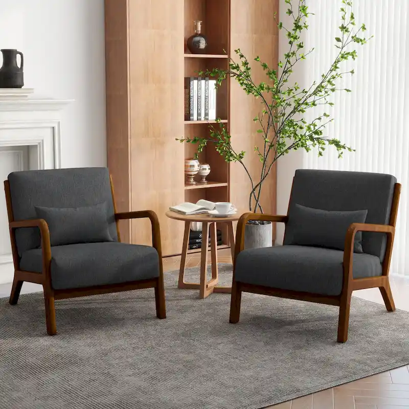 Upholstered Armchair Accent Chairs with Pillows Set of 2