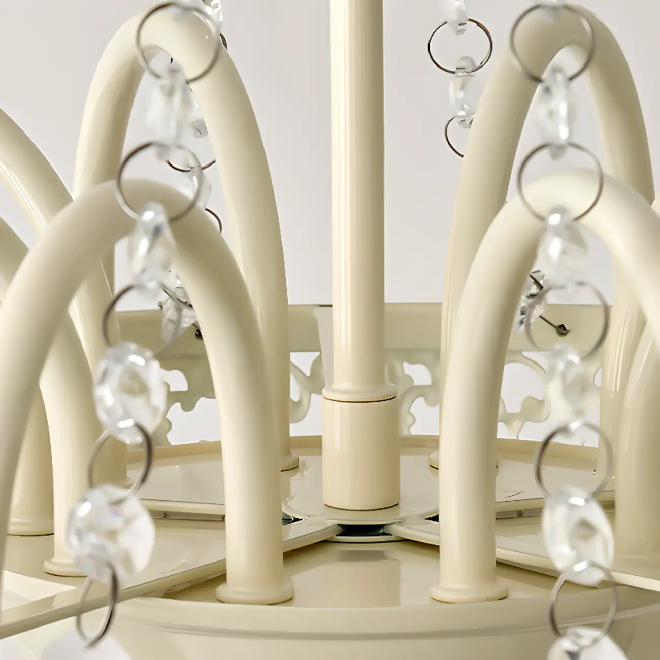 White Crystal Chandelier Classic Iron Elegant Design