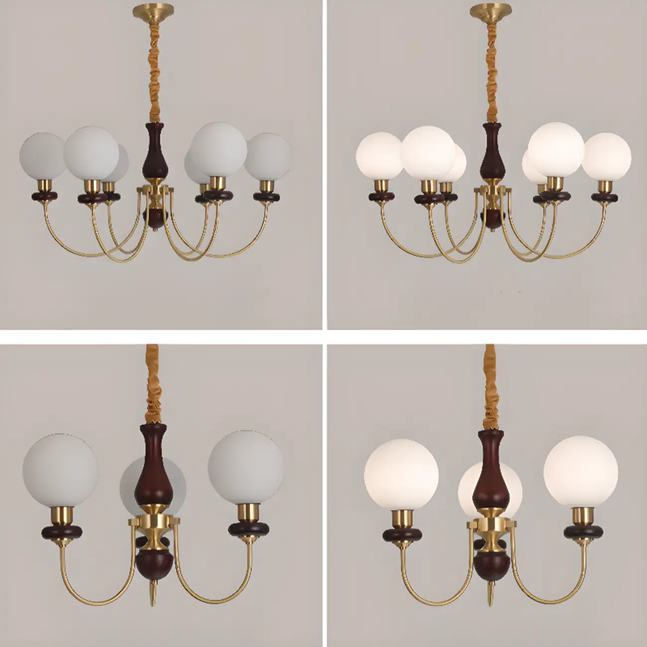 Gold Classic Globe Glass Chandelier Height Adjustable