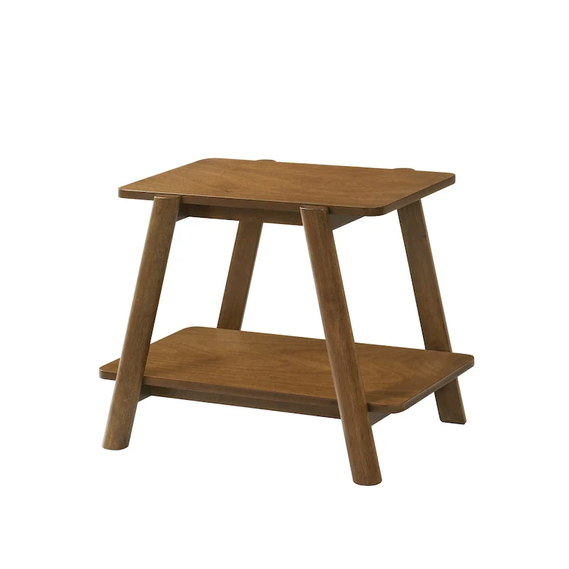 Mid-Century End Table - Wood, Sculptural Design, Storage Shelf, 26.77W x 21.65H