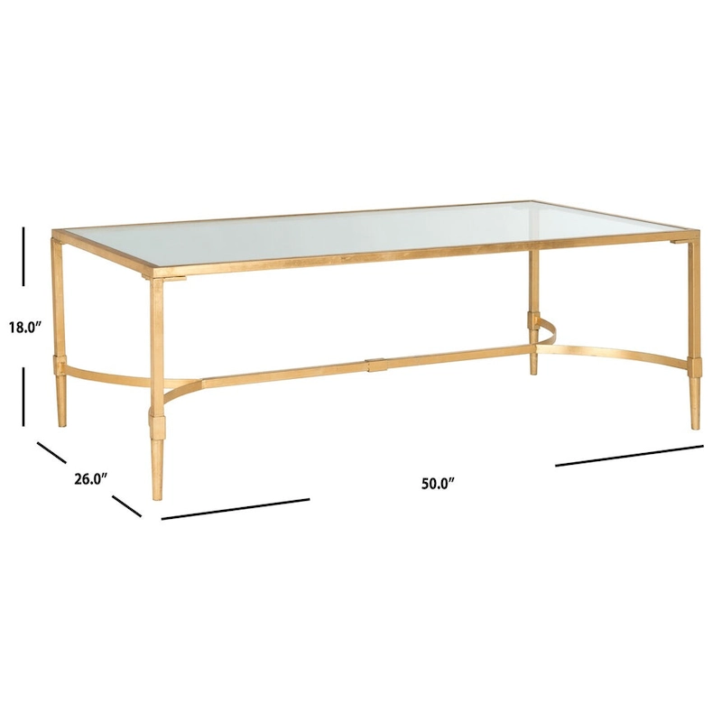 SAFAVIEH Jovita Gold Coffee Table - 50 x 26 x 18 - 50Wx26Dx18H