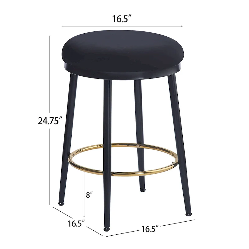 Roomfitters Modern Counter Stools, Set of 2 Bar Height Chairs with Iron Frame, Cushioned Seat and Footrest