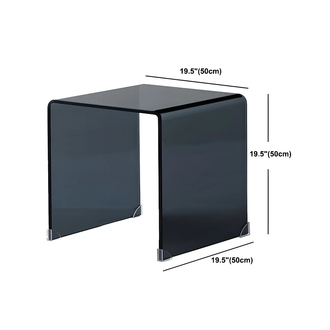 Stylish Clear Glass Nightstand with Open Shelf