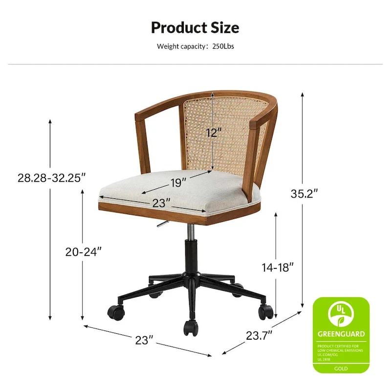 Ingrid Modern Rattan Swivel Height Adjustment Office Chair by