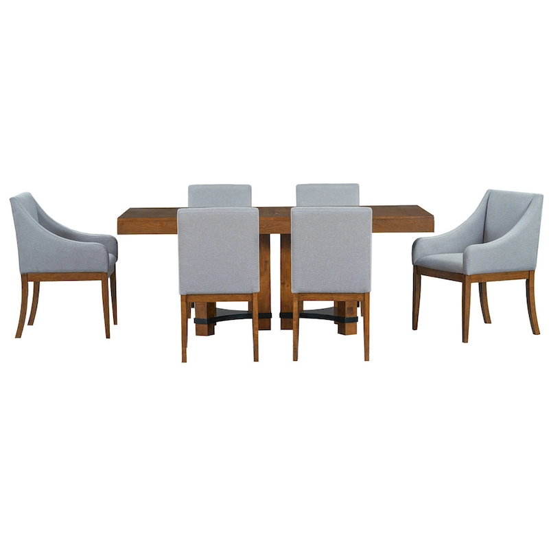 7-Piece Rustic Dining Set with Extendable Table & 6 Chairs