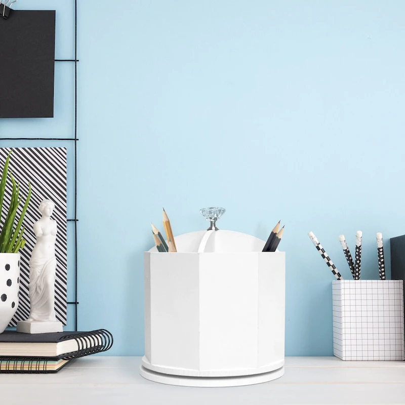 American Art Decor Swiveling Stationery Organizer - White