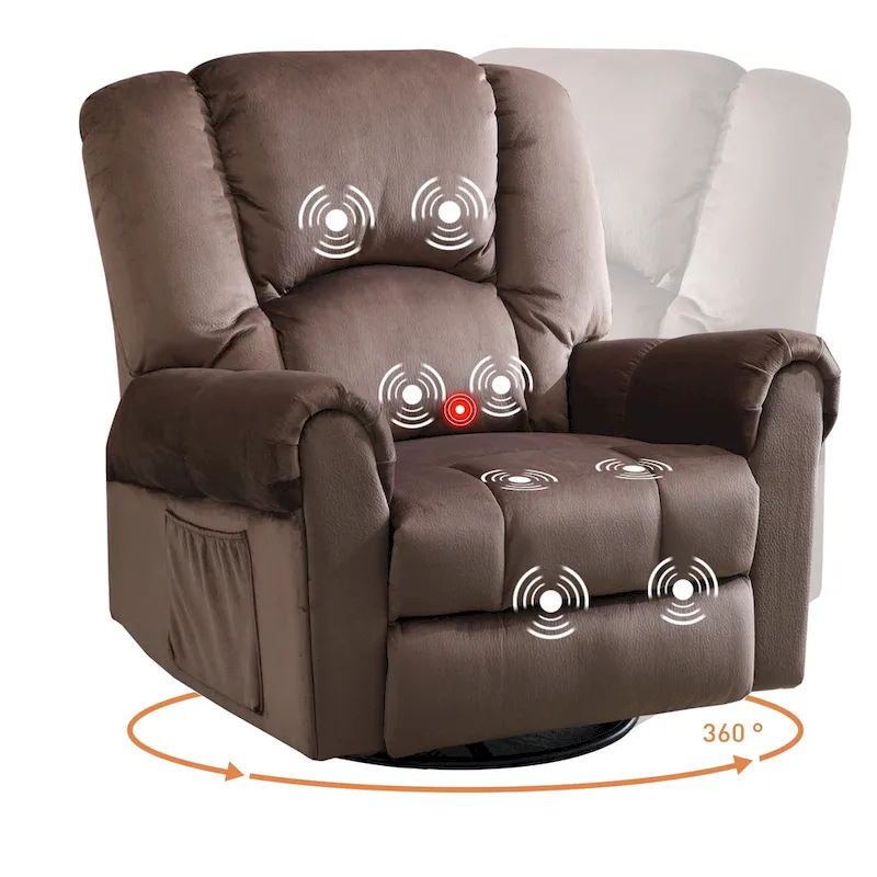 Swivel Rocker Recliners Rocking Swivel Recliner Chair With Massage And Heat With Side Pockets