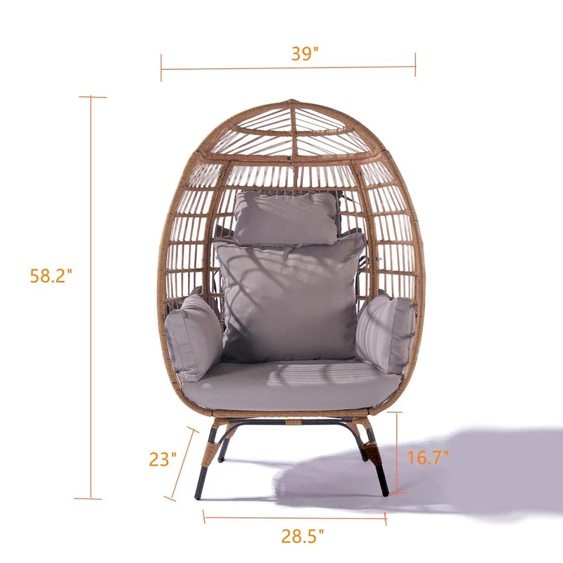 Steel Frame Wicker Egg Chair Max 440lb Capacity