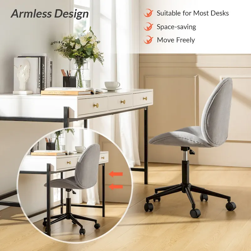 Ines Modern 0ffice Chair 360Whirling Armless With Metal Base by HULALA HOME