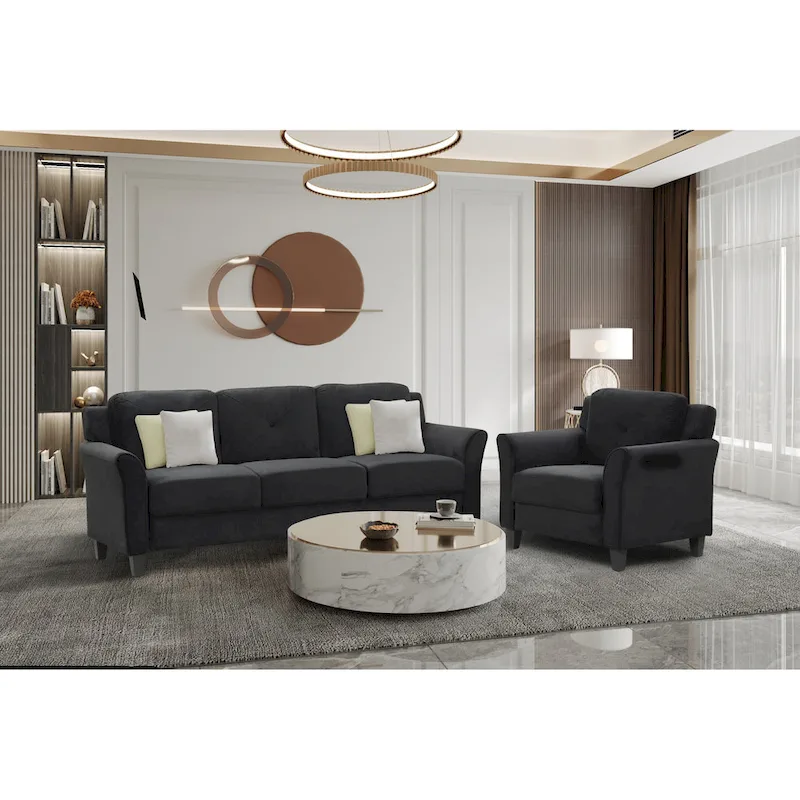 74.9 Polyester 3-Seater Sofa with Wood Frame, High Elastic Sponge Cushion