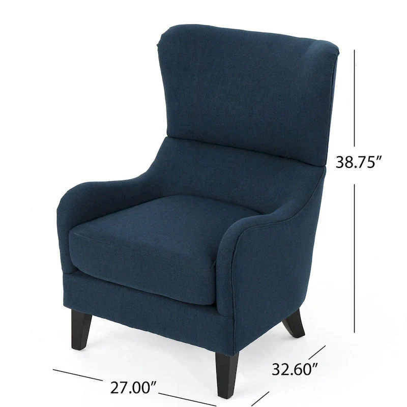 Navy Blue High Back Wingback Accent Chair - 27 Inch Width