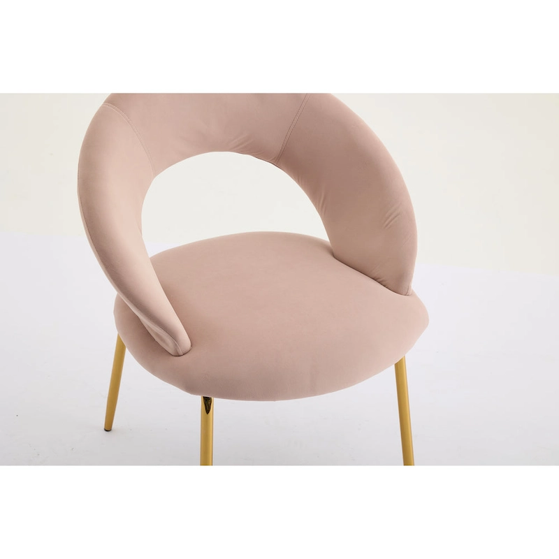 Velvet Dining Accent Chairs with Curved Backrest and Gold Metal Legs - 250lb Capacity