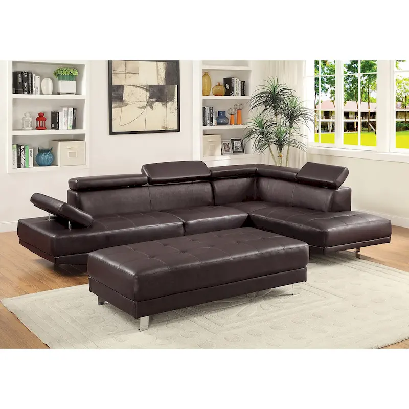 Riveredge 109 in. W 2-piece Faux Leather L Shape Sectional Sofa - 76 L x 109 W x 28 H