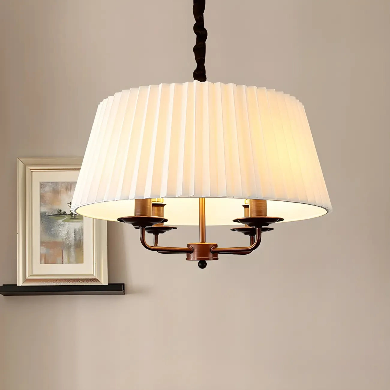 Adjustable Classic Metal White Drum Chandelier