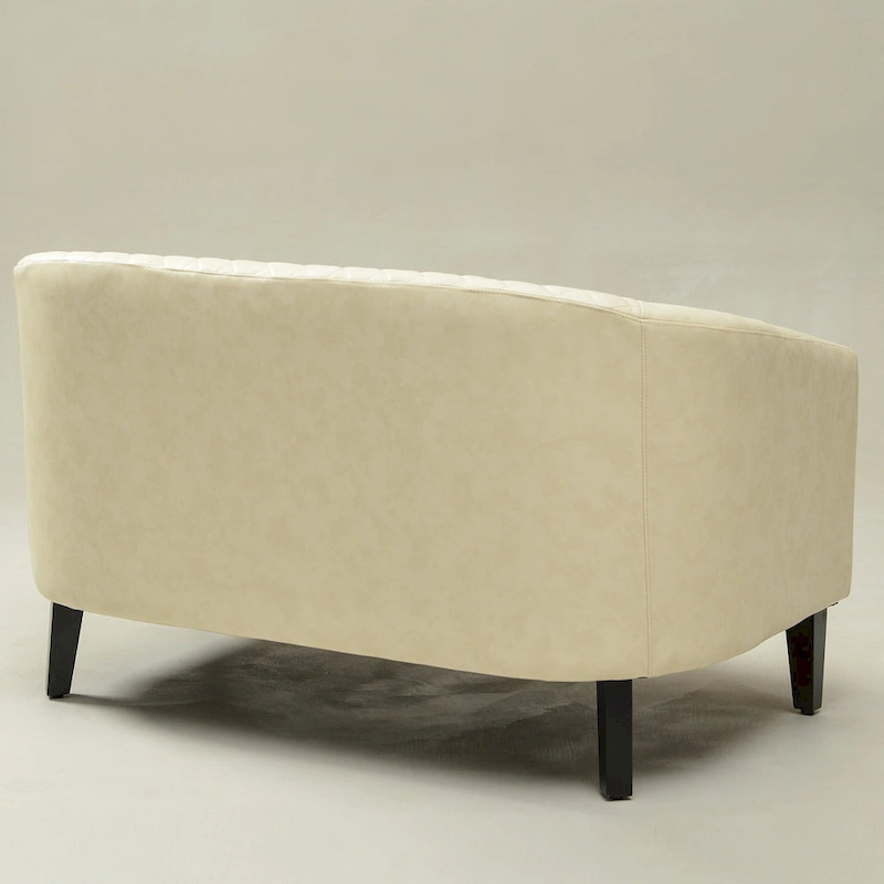 KINWELL 50W Tufted Faux Leather Upholstered Small Loveseat Sofa