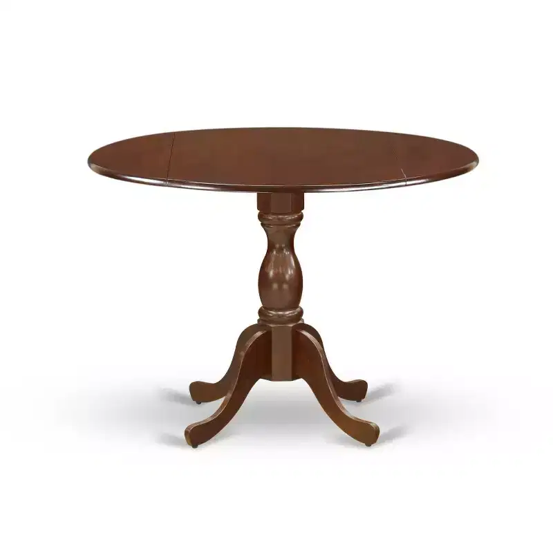 5-Piece Mahogany Finish Solid Wood Top Dining table with 4 Chairs with Drop Leaf Lattice Back