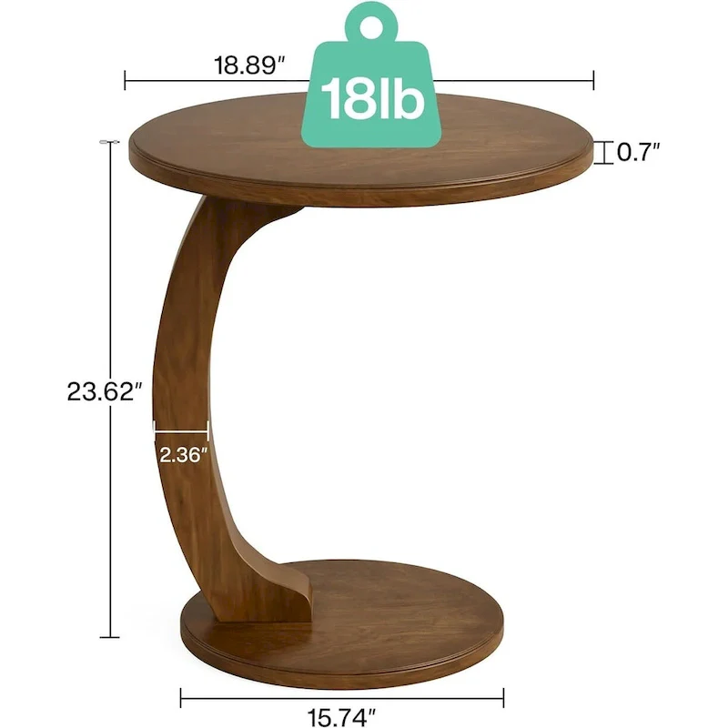 Wooden C-Shaped End Table