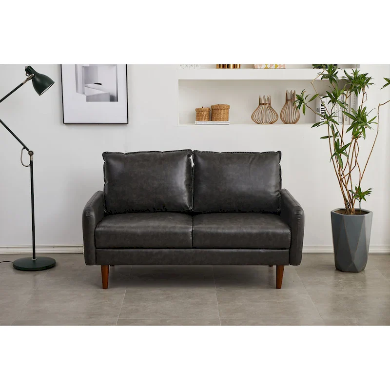 Faux leather 58 Square Arm Loveseat