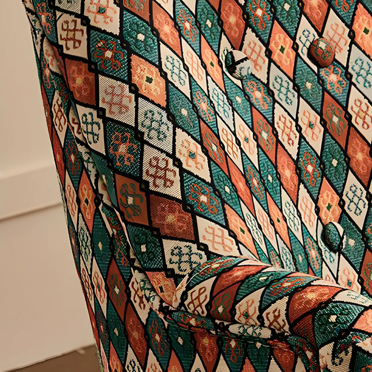 Scandinavian Patterned Upholstery Lounge Chair