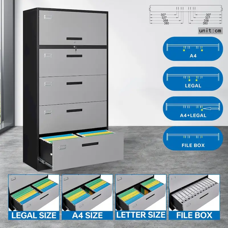 Steel Lateral File Cabinet with Lock