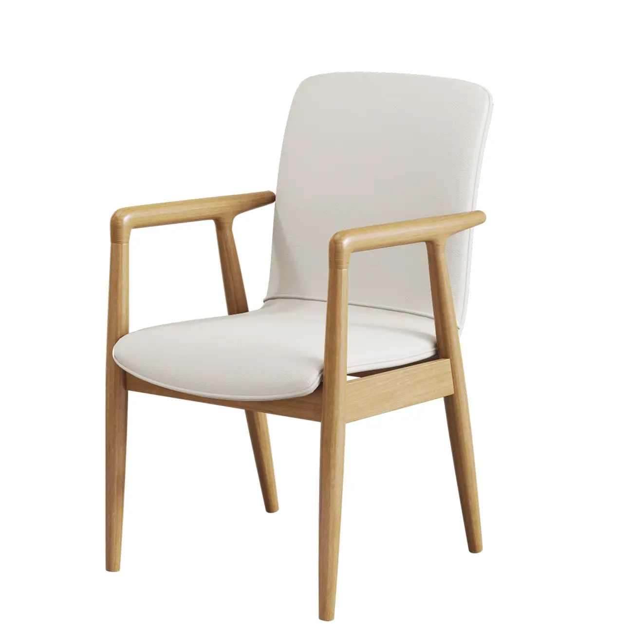 Modern Wood Faux Leather Upholstered Dining Armchair