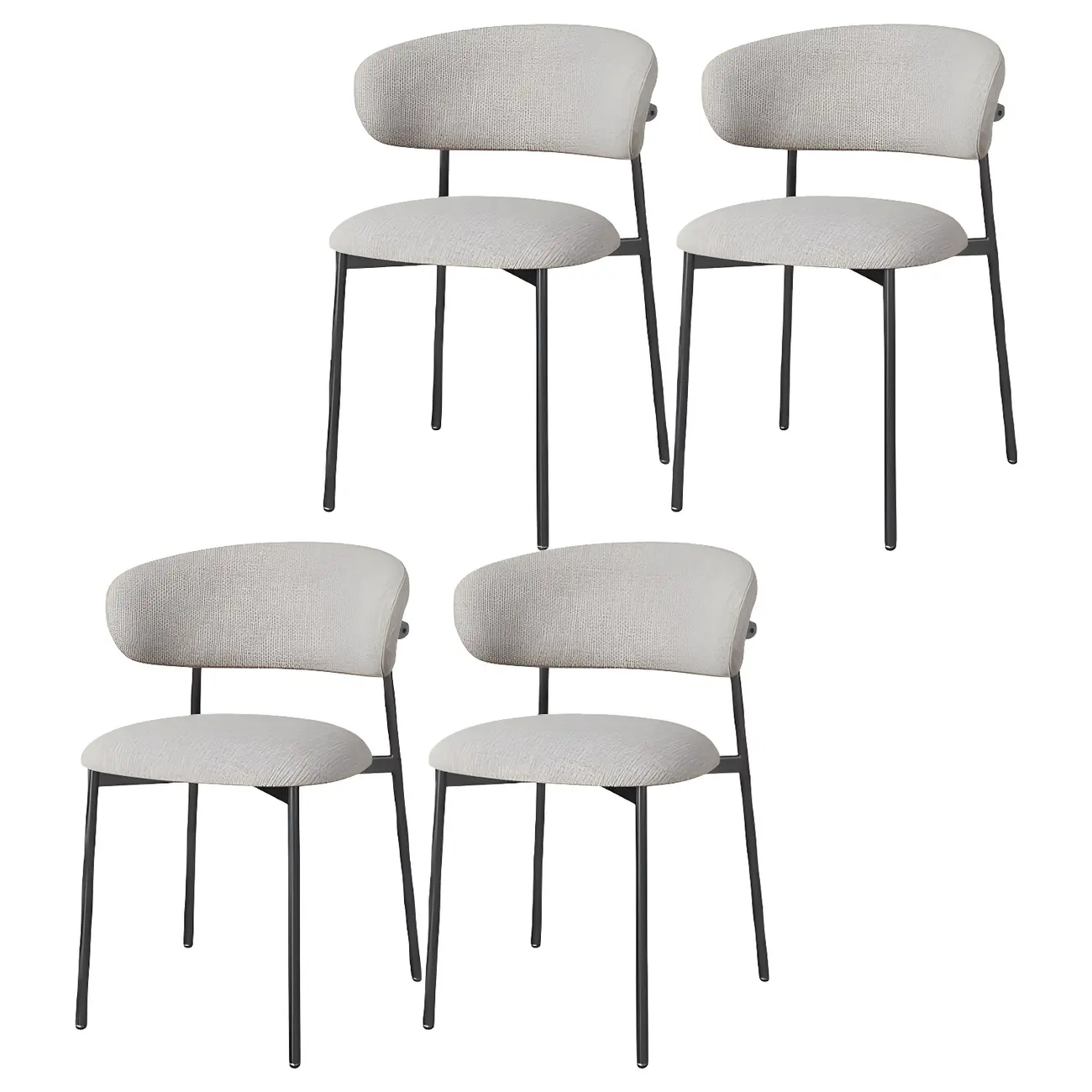 Scandinavian Velvet Upholstered Dining Room Chairs Set of 4