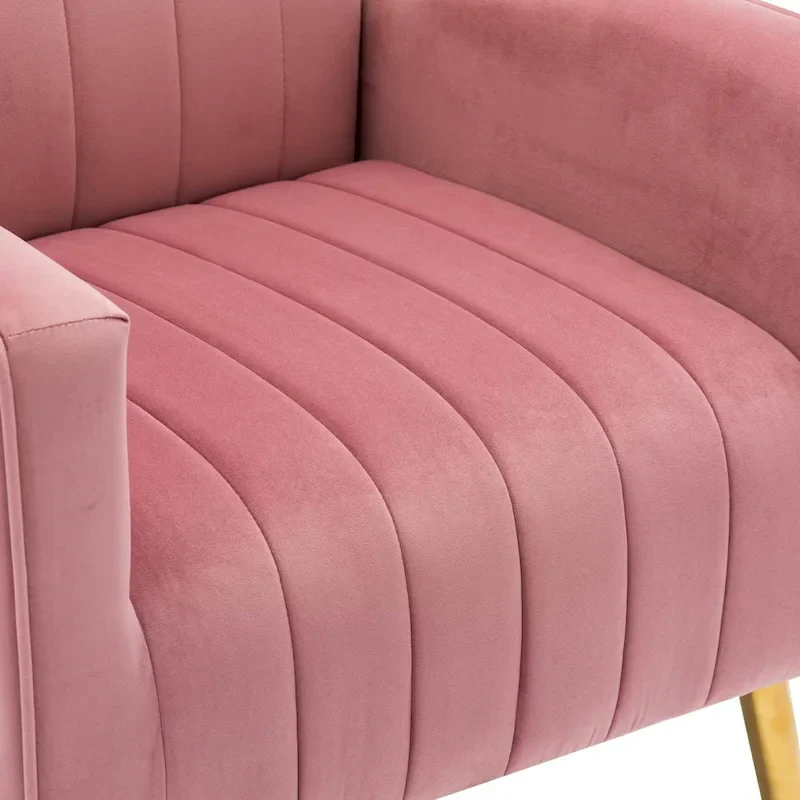 Velvet Comfy Accent Chair Cozy Arm Chair with Wingback and Gold Metal Legs