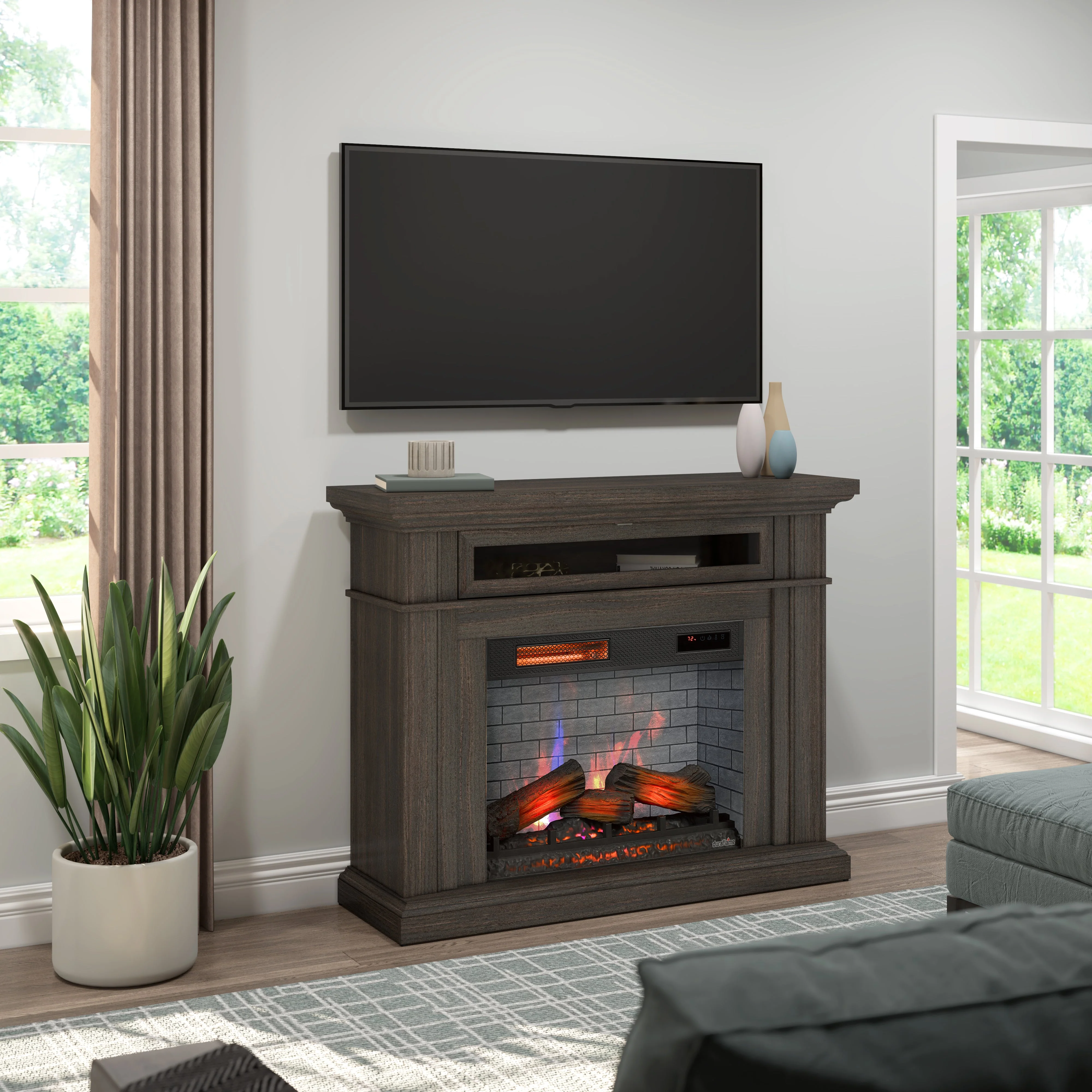 duraflame? 3D Flame Effect Electric Fireplace Wall Mantel