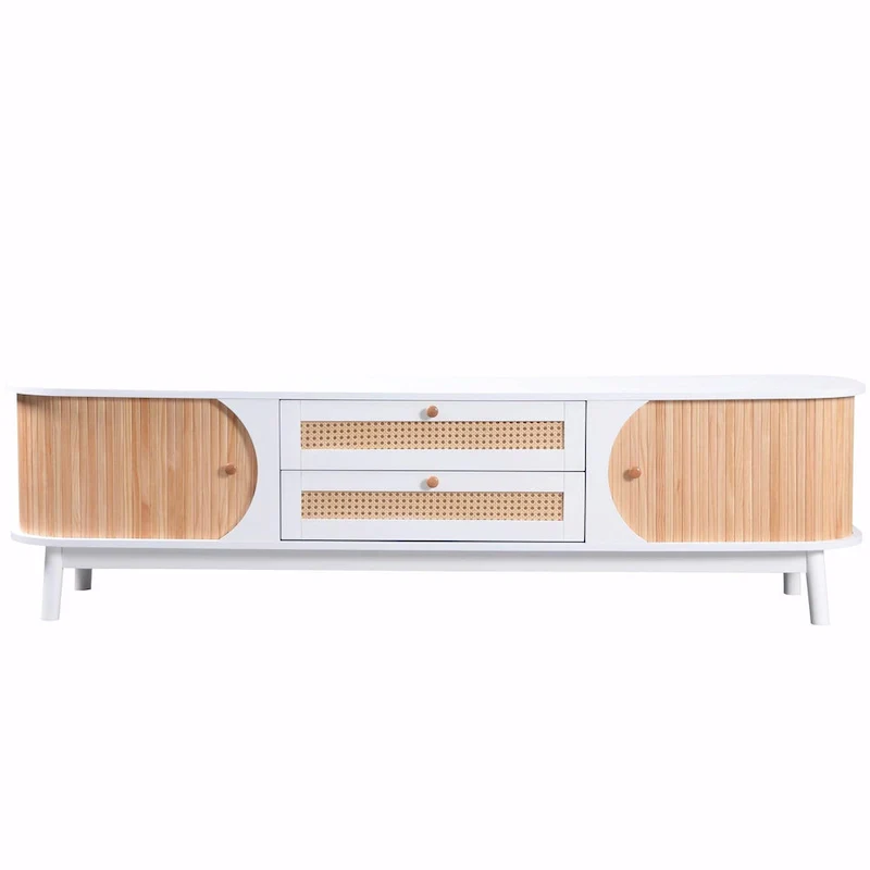 Modern Farmhouse Media Console with Solid Wood Legs