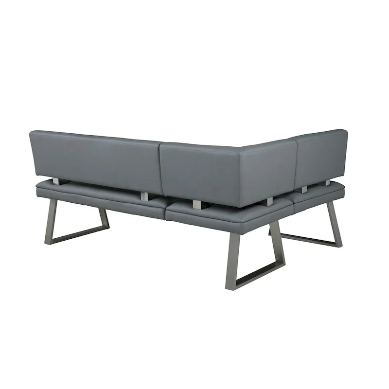 Tufted Faux Leather Reversible Dining Nook – Grey, Single