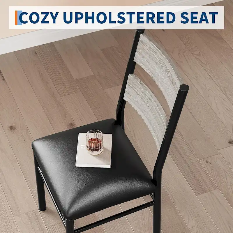 Dining Table Set, Wood Kitchen Table with Upholstered Chairs