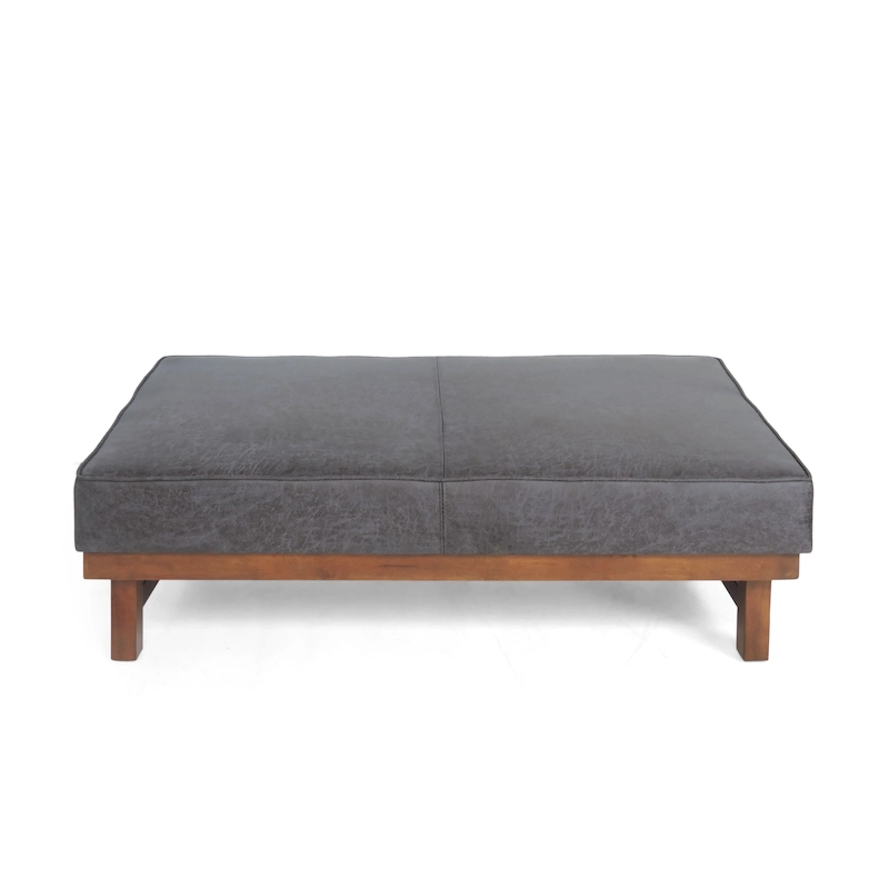 Hillman Modern Microfiber Cocktail Ottoman with Wood Frame by Christopher Knight Home