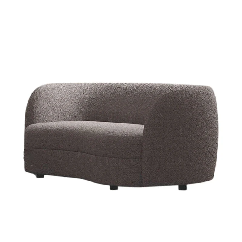 64-Inch Two-Seater Sofa — Charcoal Grey Bouclé with Curved, Kidney-Shaped Design
