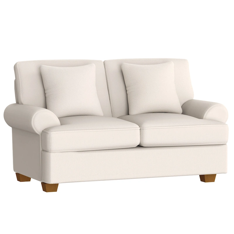 White Sofa Couch 2 Seater Fabric Loveseat for Living Room