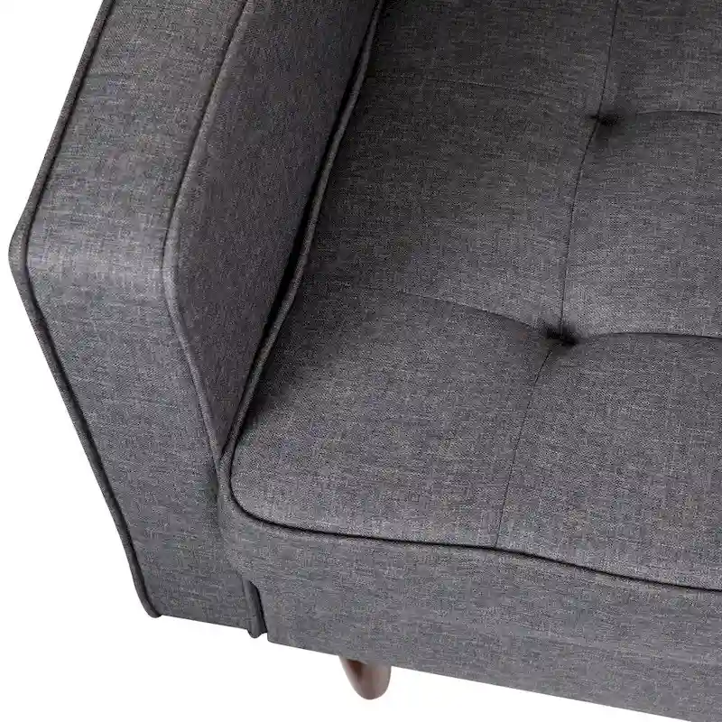 Compact Upholstered Tufted Chair with Wooden Legs