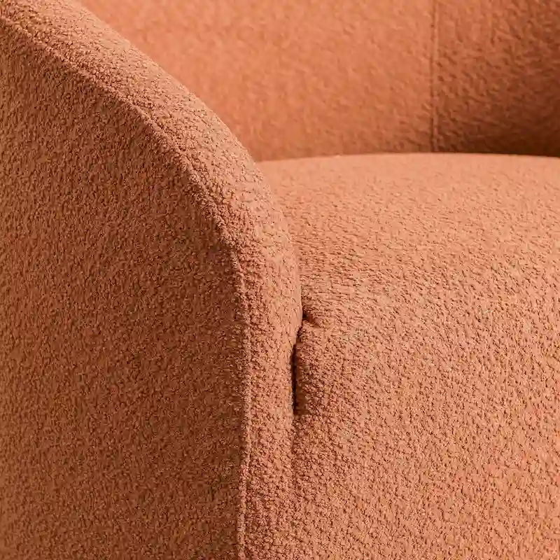 KINWELL 32W Boucle Upholstered Swivel Barrel Accent Armchair