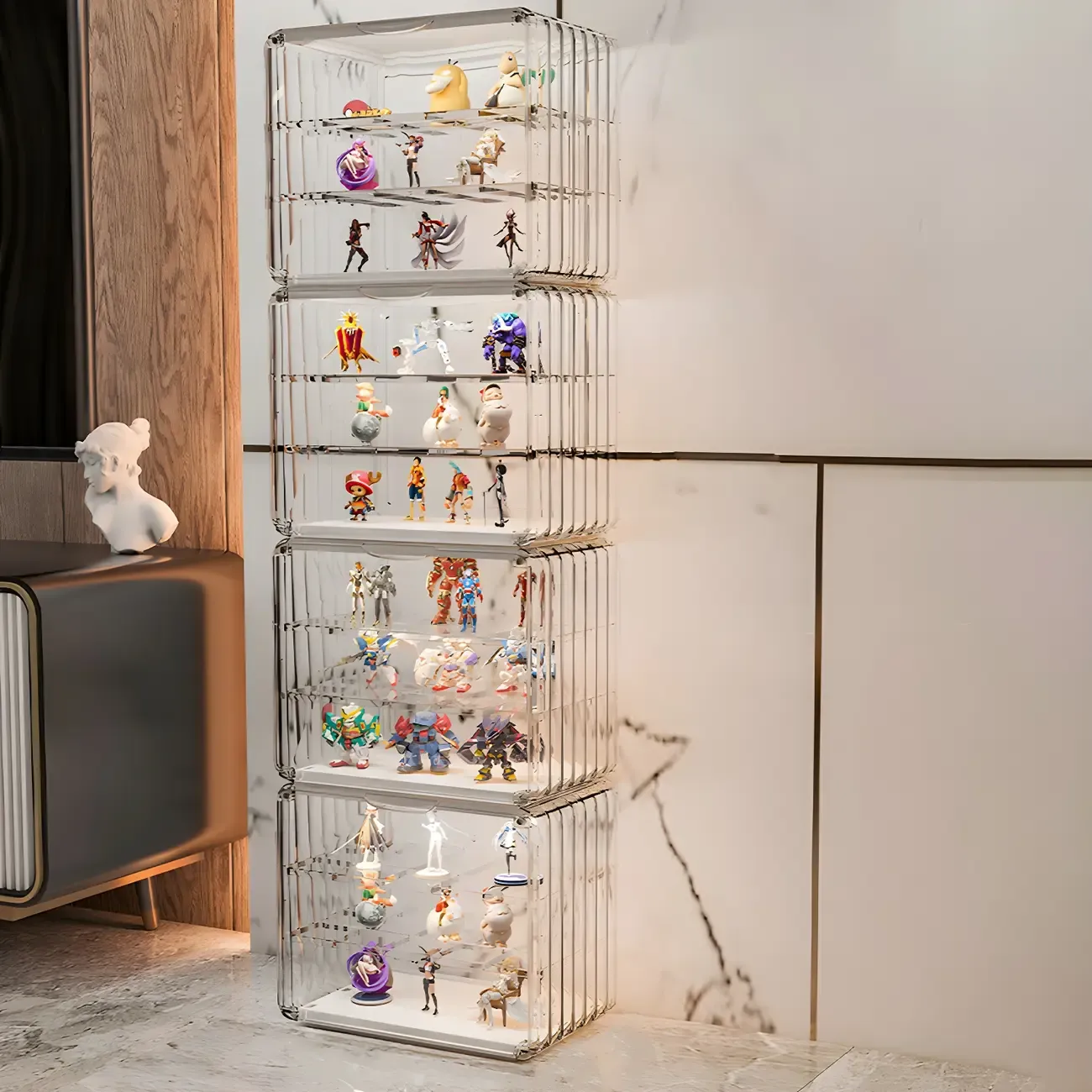 Stylish Stackable Green Clear Acrylic Display Cabinet