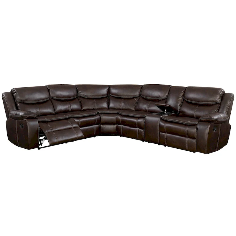Transitional Faux Leather Reclining Sectional Sofa
