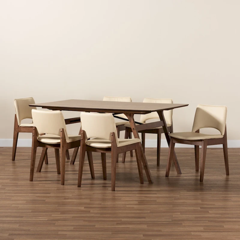 Afton Mid-Century Modern 7-Piece Dining Set