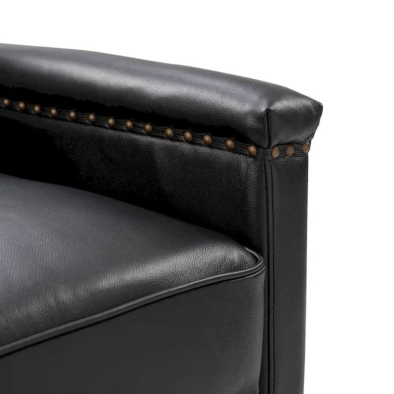 Rita Classic Genuine Leather Swivel Armchair With Nailhead Trims Set Of 2 By HULALA HOME