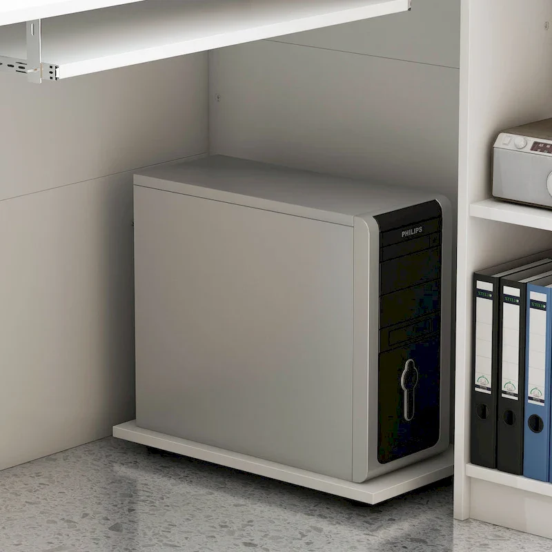 55.1W LShape Wood Reception Desk Computer Desk Keyboard Tray