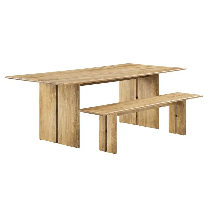 Amistad 86 Wood Dining Table and Bench Set